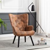 Marauder 27.5'' Tufted Wingback Chair - Coffee