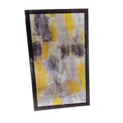 Abstract Gray and Yellow Merging II Canvas Wall Art - Black, Floater Frame