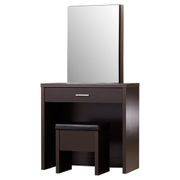 Allison 1-Drawer Vanity Set with Stool and Mirror - Cappuccino