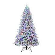Fir Flocked/Frosted Christmas Tree with 600 LED Color Changing Lights - 7'6", White