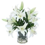 Casablanca Lilies In Glass - White
