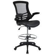Mid-Back LeatherSoft and Mesh Ergonomic Drafting Chair - Black