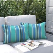 Randle Outdoor Rectangular Striped Lumbar Pillow - 20", Blue/Aqua/Navy - Set of 2