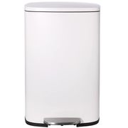 13.2 gal. Stainless Steel Pedal Step Trash Can with Lid and Plastic Inner Buckets - White