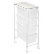 Narrow 4-drawer Storage Rolling Cart - White