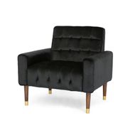 Bourchier Button-tufted Velvet Armchair - Black