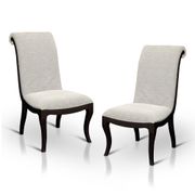 Espresso/Beige Dining Chairs - Set of 2