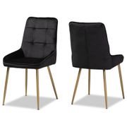 Gavino Velvet Upholstered Dining Chair - Set of 2, Black