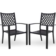 Wrought Iron Stackable Patio Arm Chair - Set of 2, Black