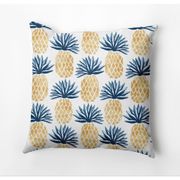 Pineapple Stripes Print Outdoor Pillow - 16", Navy Blue