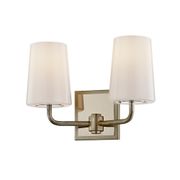 Simone 2-Light Vanity Light with Opal Glass Shades - Silver Leaf Polished Nickel
