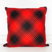 22" Reversible Canvas Plaid Pillow - Red/Green