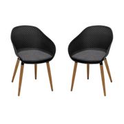 Ipanema Outdoor Dining Chair - Set of 2 Black with Wood Legs