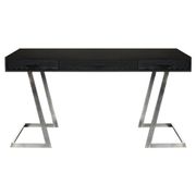Juniper Contemporary Desk with Polished Stainless Steel - Black