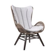 King Indoor/Outdoor Lounge Chair - Dark Eucalyptus Wood/Truffle Rope/Gray Cushion
