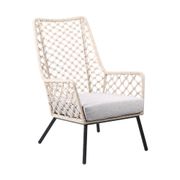 Marco Indoor/Outdoor Steel Lounge Chair - Natural Springs Rope/Gray Cushion