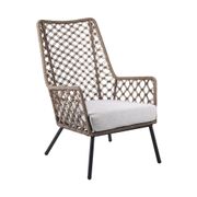 Marco Indoor/Outdoor Steel Lounge Chair - Truffle Rope/Gray Cushion