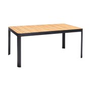 Portals Outdoor Rectangle Dining Table - Black with Natural Teak Wood Top