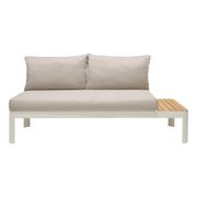 Portals Outdoor Sofa - Light Matte Sand with Natural Teak Wood and Beige Cushions