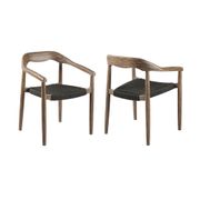 Santo Indoor/Outdoor Stackable Eucalyptus Wood Dining Chair - Set of 2, Charcoal Rope