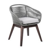 Tutti Frutti Indoor/Outdoor Dining Chair - Dark Eucalyptus Wood/Latte Rope/Gray Cushions