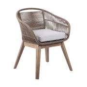 Tutti Frutti Indoor/Outdoor Dining Chair - Light Eucalyptus Wood/Latte Rope/Gray Cushion