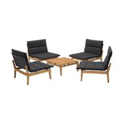 Arno 5-Piece Outdoor Teak Wood Seating Set - Charcoal Olefin