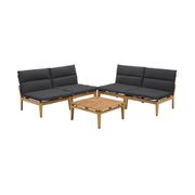 Arno 5-Piece Outdoor Teak Wood Loveseat Seating Set - Charcoal Olefin