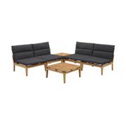 Arno 6-Piece Outdoor Teak Wood Seating Set - Charcoal Olefin