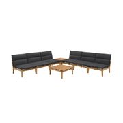 Arno 8-Piece Outdoor Teak Wood Seating Set - Charcoal Olefin