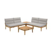 Arno 6-Piece Outdoor Teak Wood Seating Set - Beige Olefin