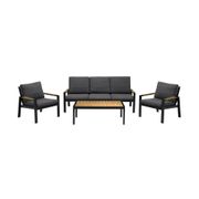 Panama 4-Piece Outdoor Aluminum Sofa Seating Set - Black/Dark Gray Olefin