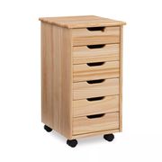 Cary 6-Drawer Rolling Storage Cart - Natural
