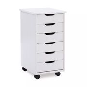 Cary 6-Drawer Rolling Storage Cart - White Wash