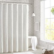 100% Cotton Solid Color Single Shower Curtain - White