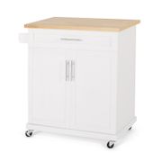Kitchen Cart with Manufactured Wood Top - White
