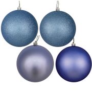 10" Ball Ornaments - Set of 4, Periwinkle