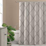 100% Cotton Geometric Single Shower Curtain - Gray