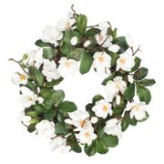 24" Garden Magnolia Wreath - Green/White