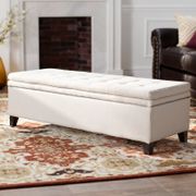 Loganton Upholstered Flip Top Storage Bench - Off-White