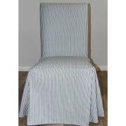 Ticking Stripe Long Box Cushion Dining Chair Slipcover - Blue