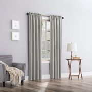 Solid Blackout Thermal Rod Pocket Curtain Panel - 95", Single, Pearl