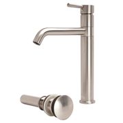 LSH Brushed Nickel European Swivel Arm Vessel Sink Faucet and Drain Set - N88119A1, Brushed Nickel