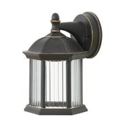 1-Light Metal Outdoor Wall Sconce - 9.4", Black/Gold