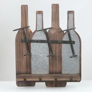 MDF and Metal Wine Bottle and Glass Wall Rack