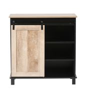 Manufactured Wood 2-Drawer 1-Door Storage Wine Cabinet - Oak/Black