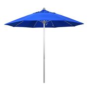 9' Round Push Lift Patio Umbrella with Aluminum Pole- Blue/Silver