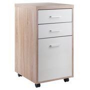 Kenner Mobile File Cabinet, Drawers, Reclaimed Wood/White Finish