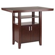 Albany High Table with Cabinet and Shelf in Walnut Finish