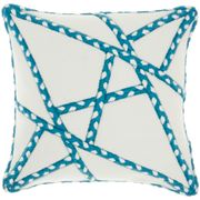 Woven Braided Geomet VJ006 Indoor/Outdoor Pillow - 18", Turquoise
